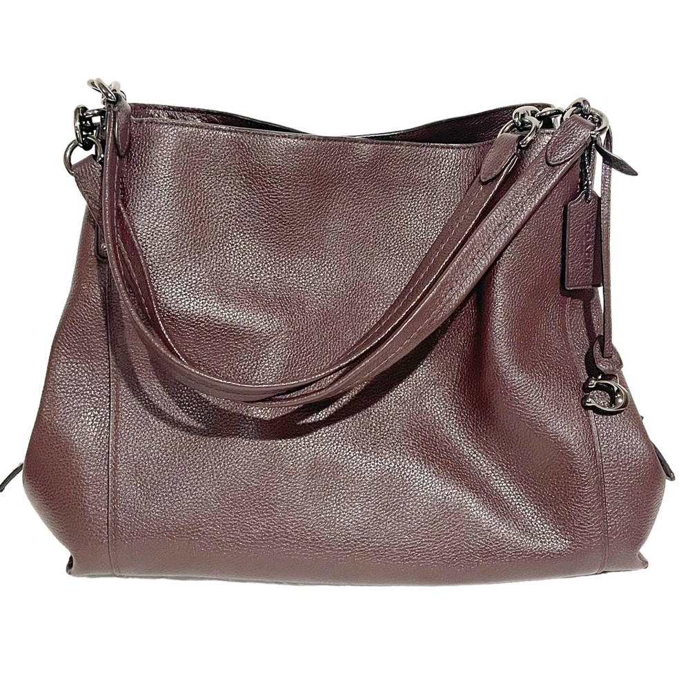 Coach DALTON PURPLE/OXBLOOD Shoulder Bag 78364 Satchel Hobo Pebbled Leather